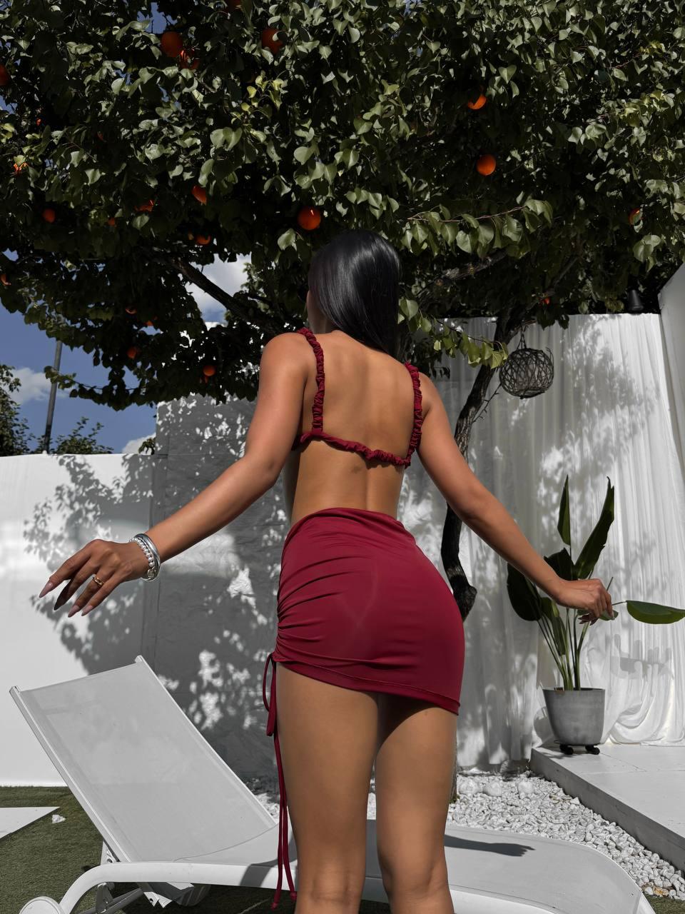 Купальник трійка бордо