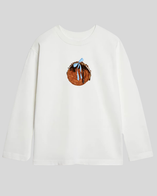 Лонг оверсайз білий рол з бантиком