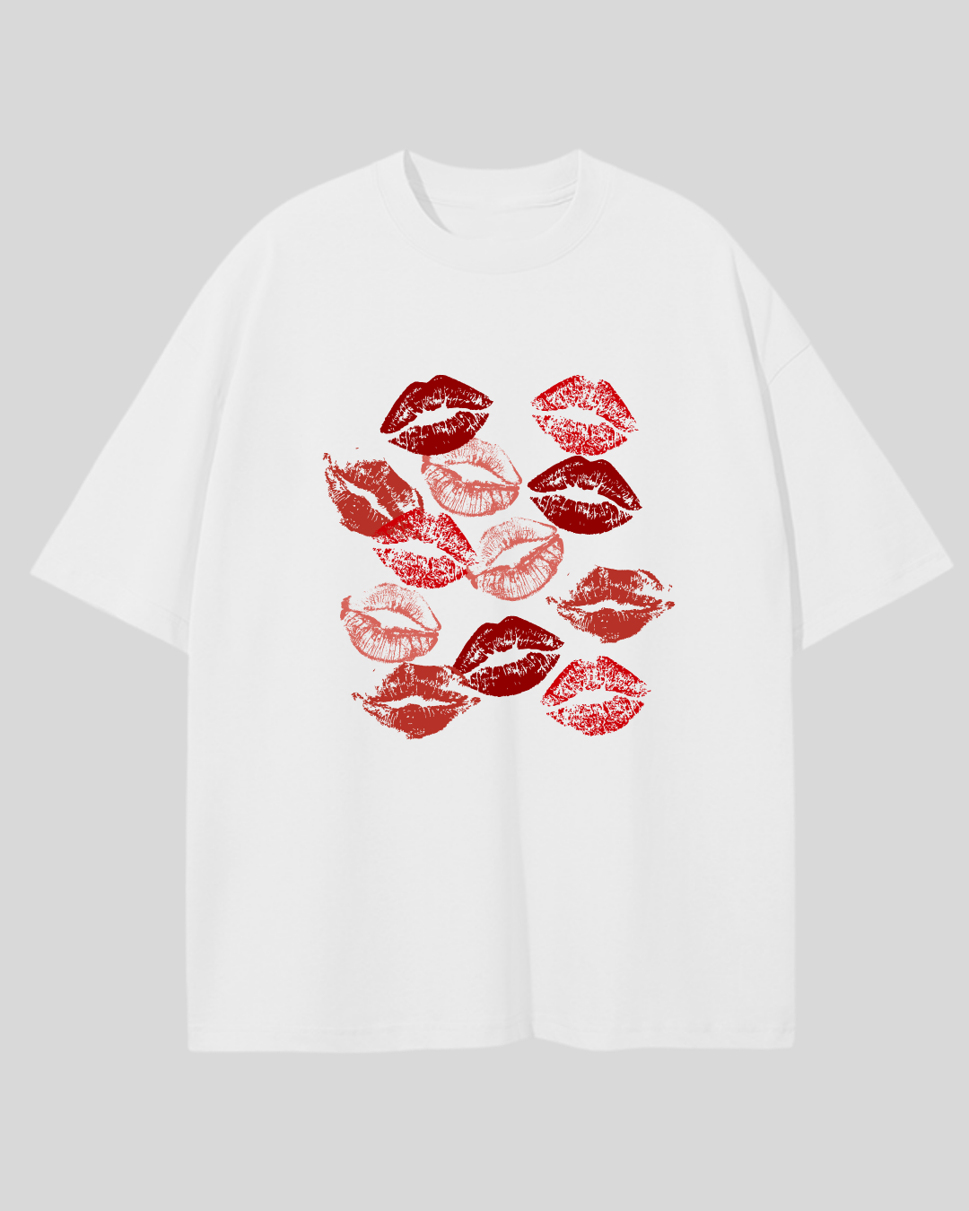 Футболка оверсайз біла поцілунки