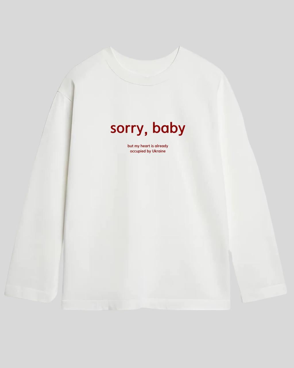 Лонг оверсайз білий sorry baby червоним шрифтом