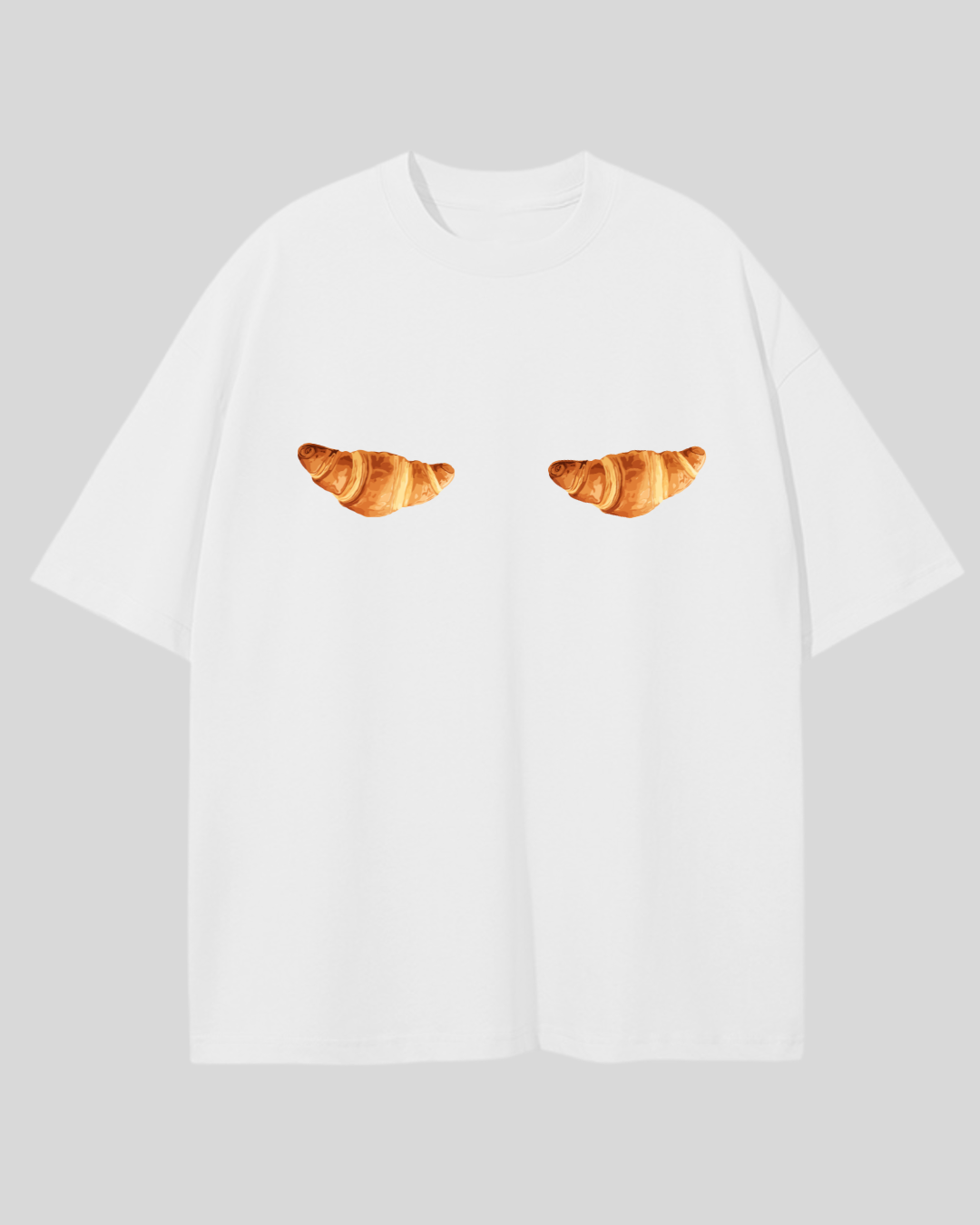 Футболка оверсайз біла два круасана під грудьми