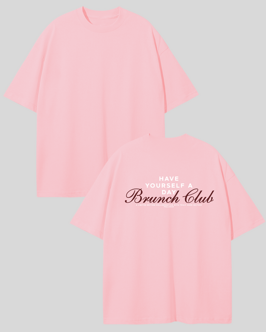 Футболка оверсайз світло-рожевий Brunch на спинці