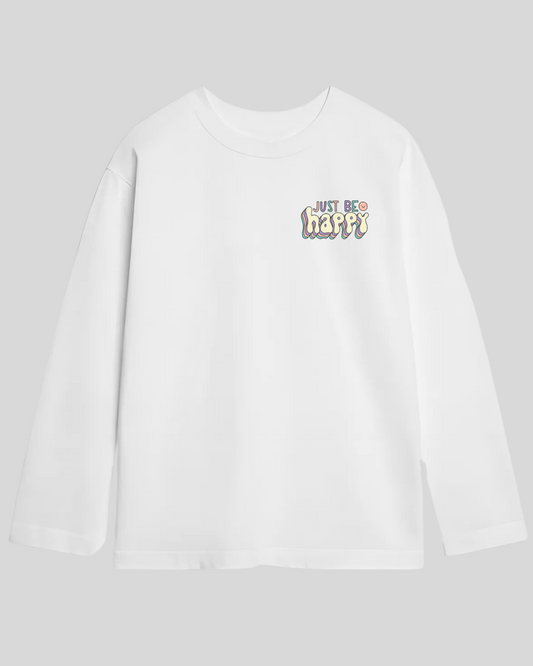 Лонг оверсайз білий just be happy