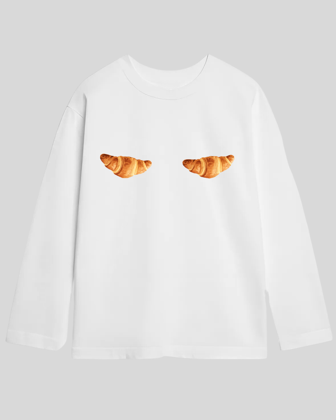 Лонг оверсайз білий два круасана на під грудьми