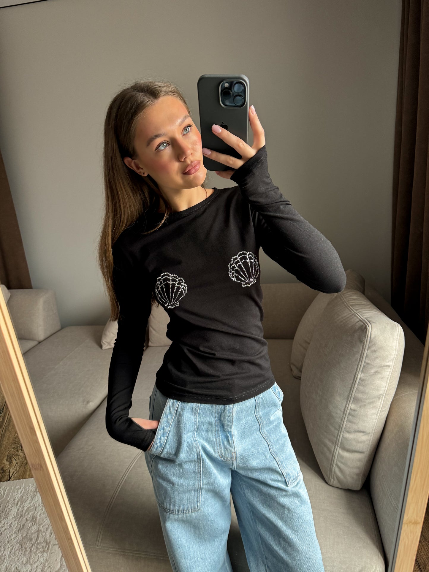 Лонгслів мушля приталений