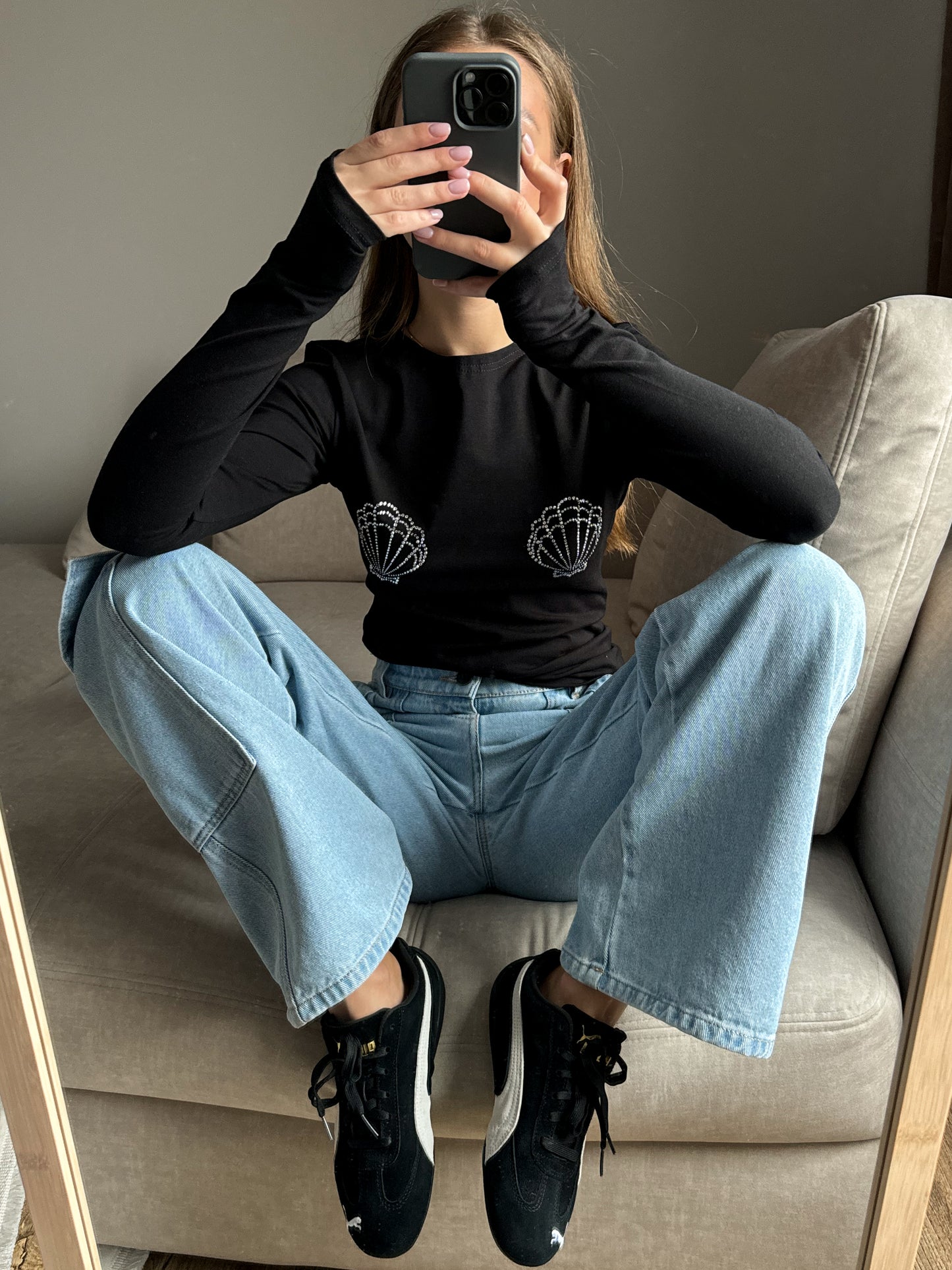 Лонгслів мушля приталений