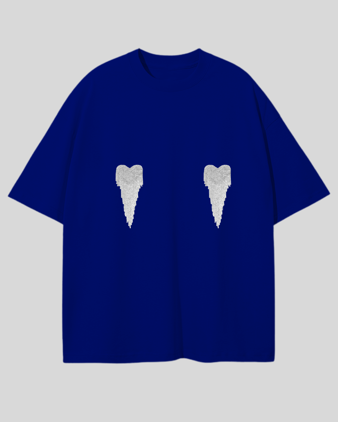 Футболка оверсайз з сердечками з страз