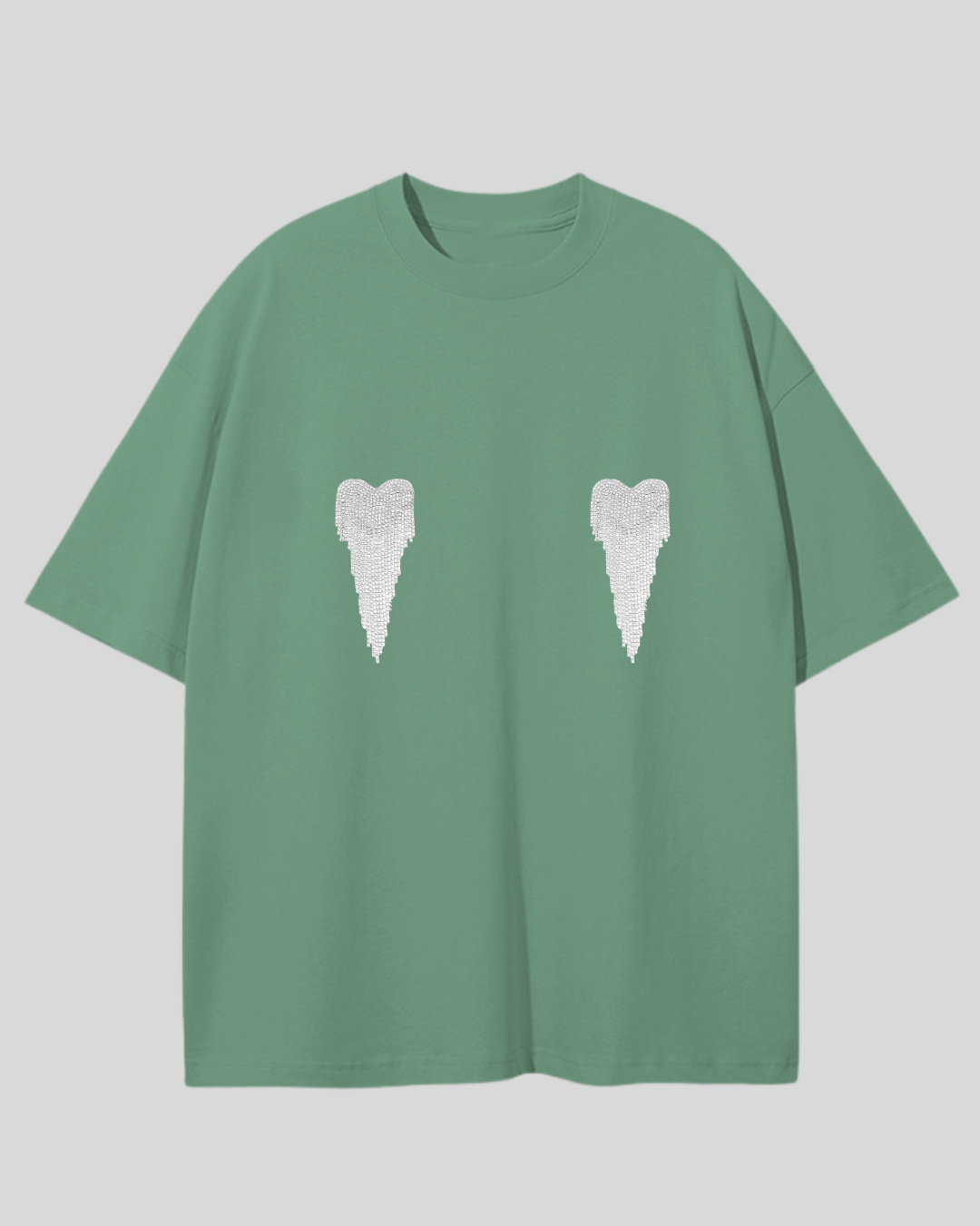 Футболка оверсайз з сердечками з страз