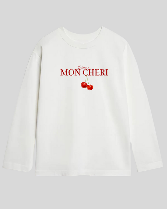 Лонгслів оверсайз "mon cheri" білий
