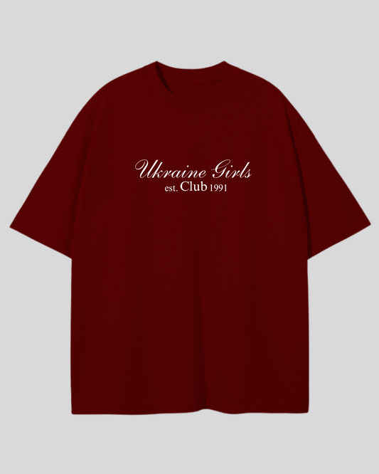 Футболка оверсайз "Ukraine girls" бордо