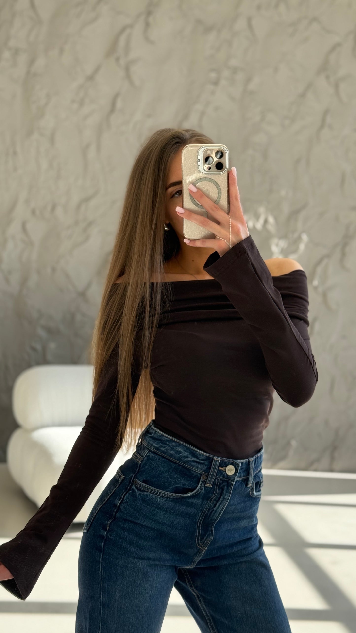 Лонгслів з відкритими плечима