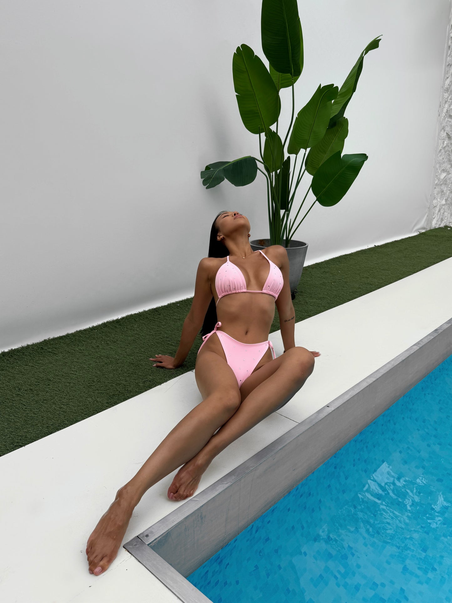 Купальник на завʼязках з стразами