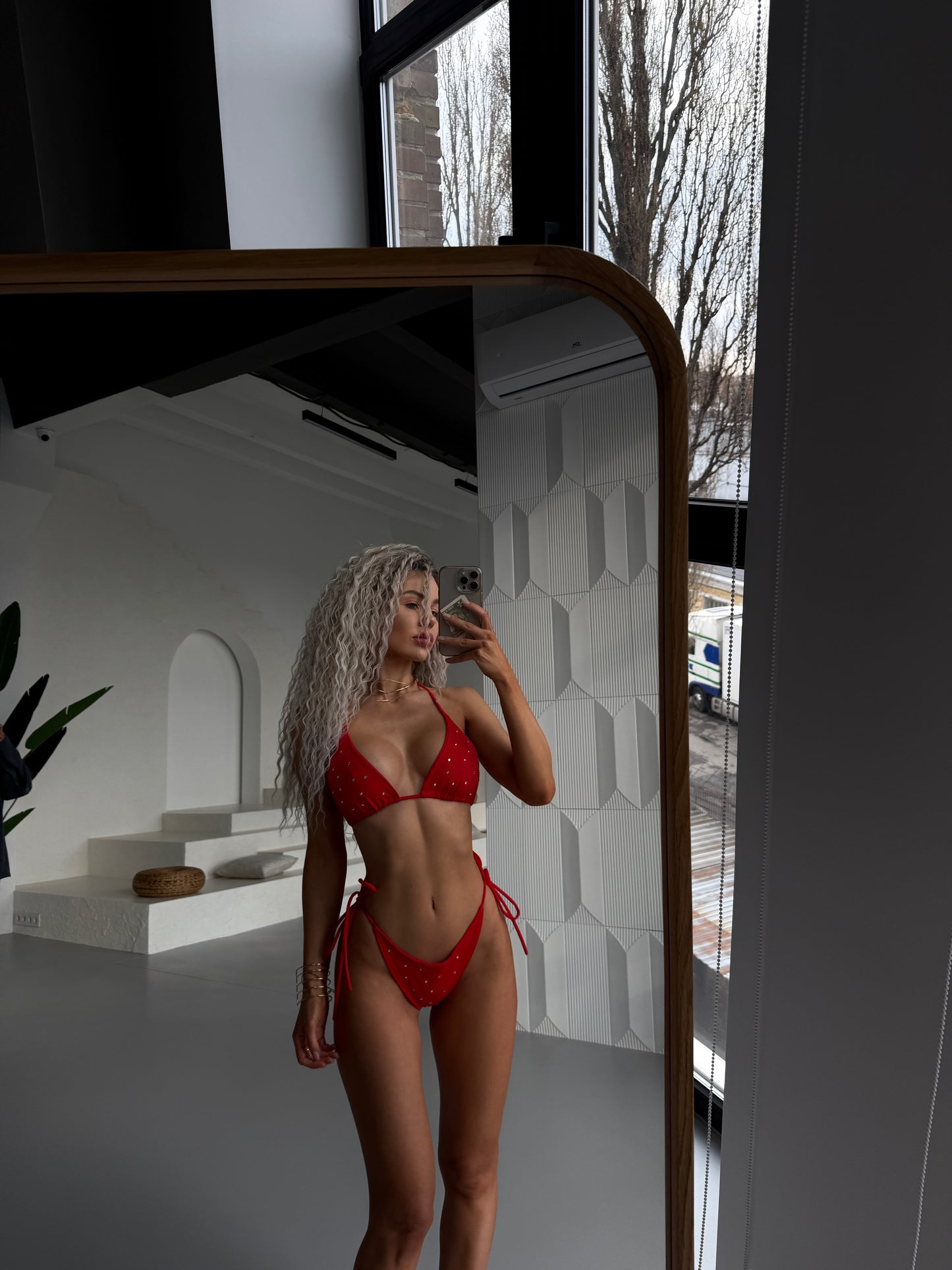 Купальник на завʼязках з стразами