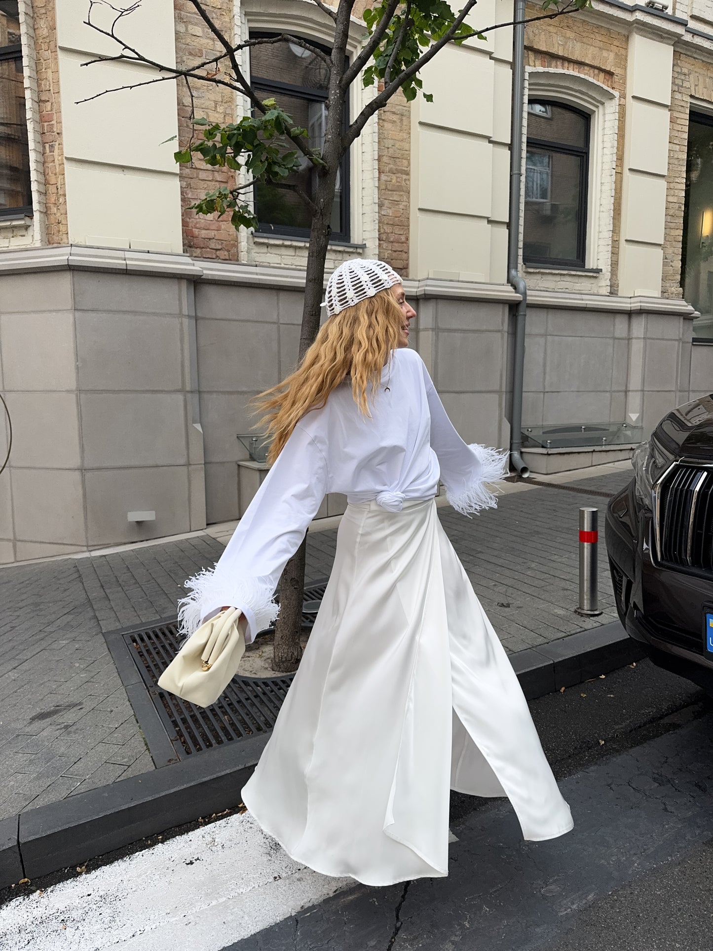 Спідниця сатинова максі на запах