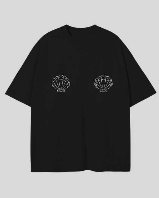 Футболка оверсай мушля чорний