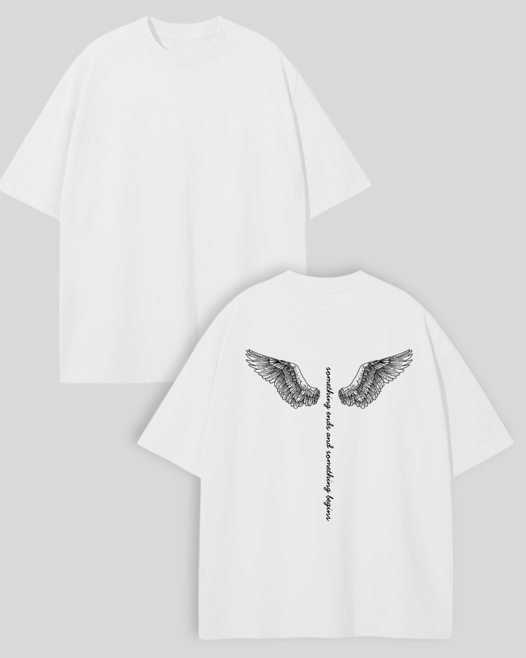 Футболка оверсайз біла крила Принт на спинці