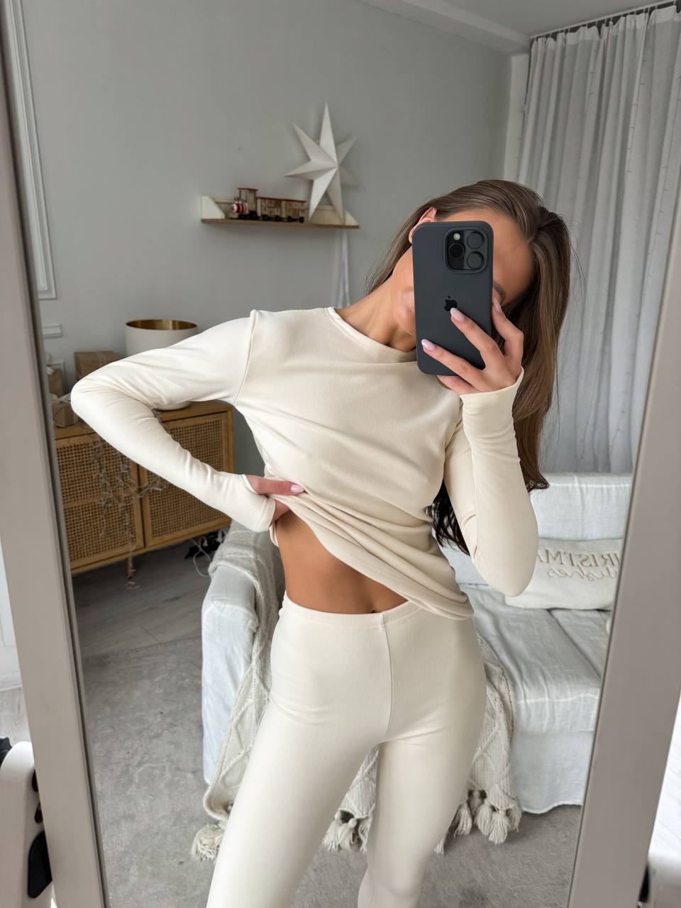 Термолонгслів з мікрофлісу з прорізами для пальчика