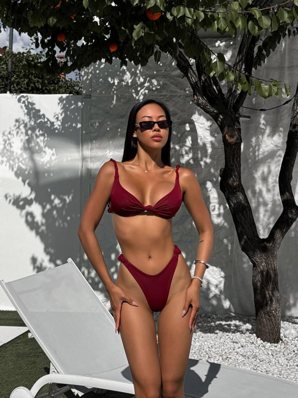 Купальник трійка бордо  