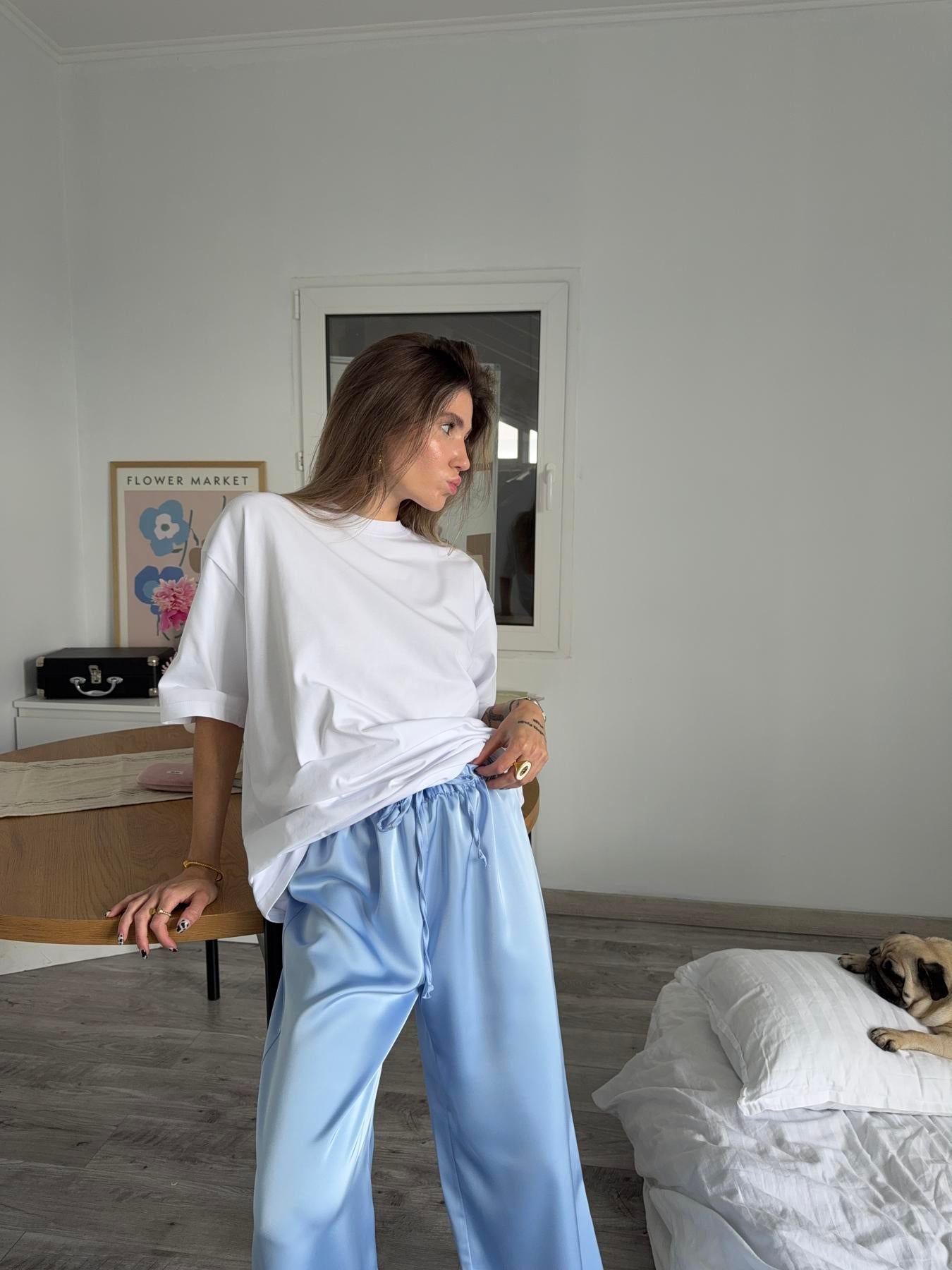 Штани  з сатину блакитний 