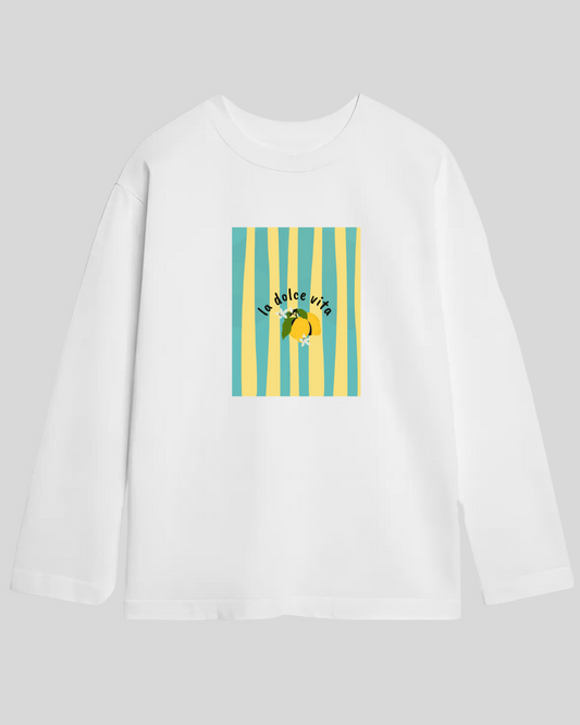 Лонг оверсайз білий la dolce vita з лимончиками 