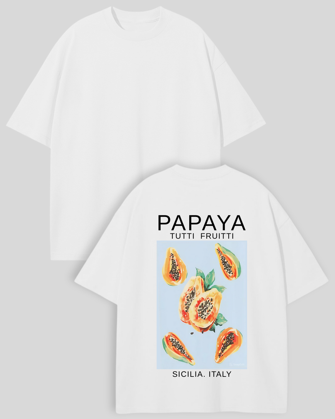 Футболка оверсайз біла папайя на спині