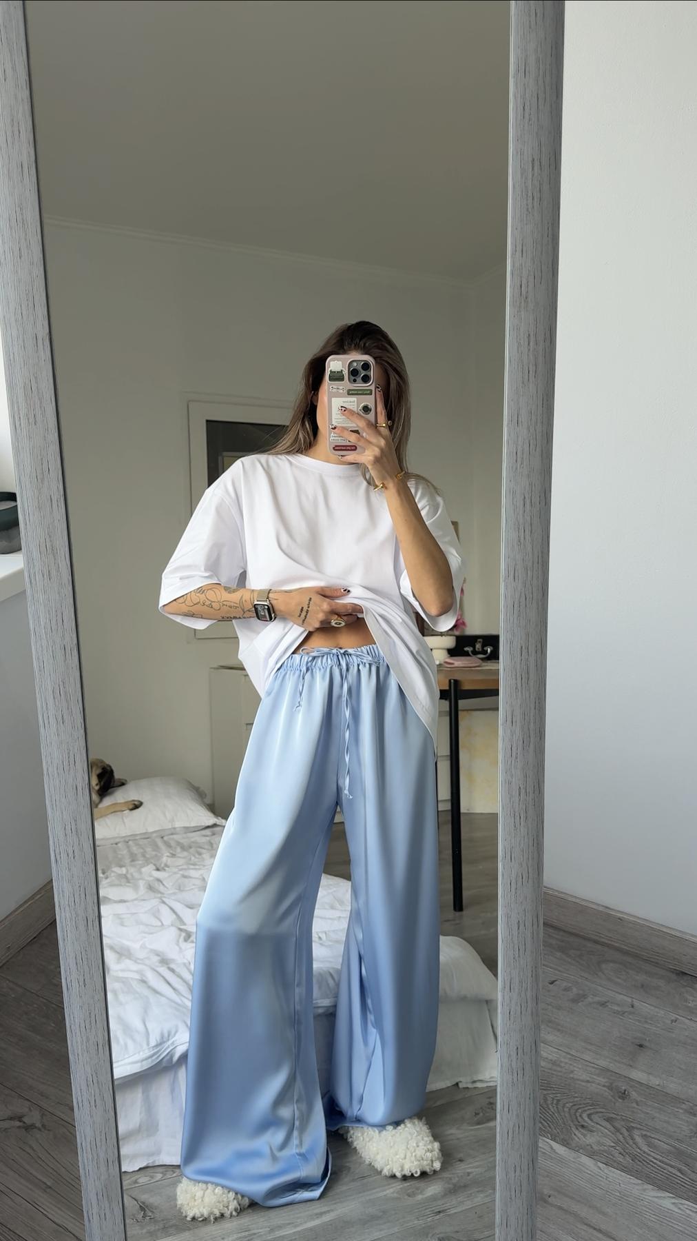 Штани  з сатину блакитний 