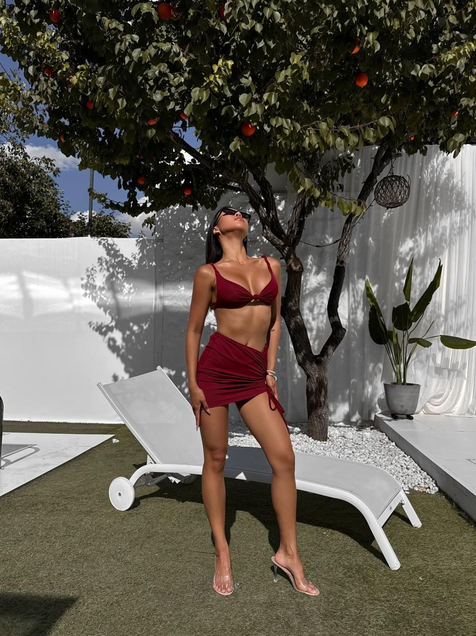 Купальник трійка бордо  