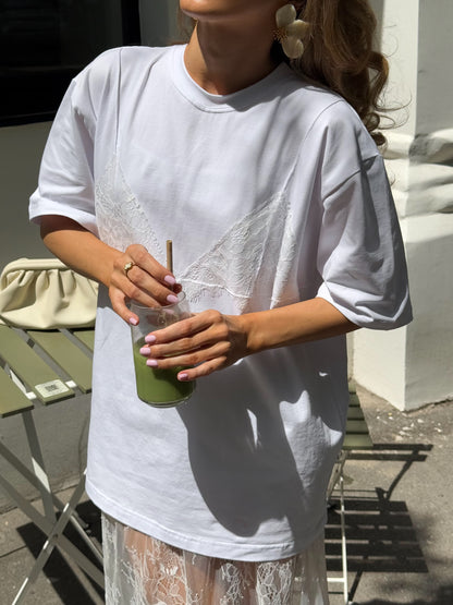 Футболка з мереживним ліфом