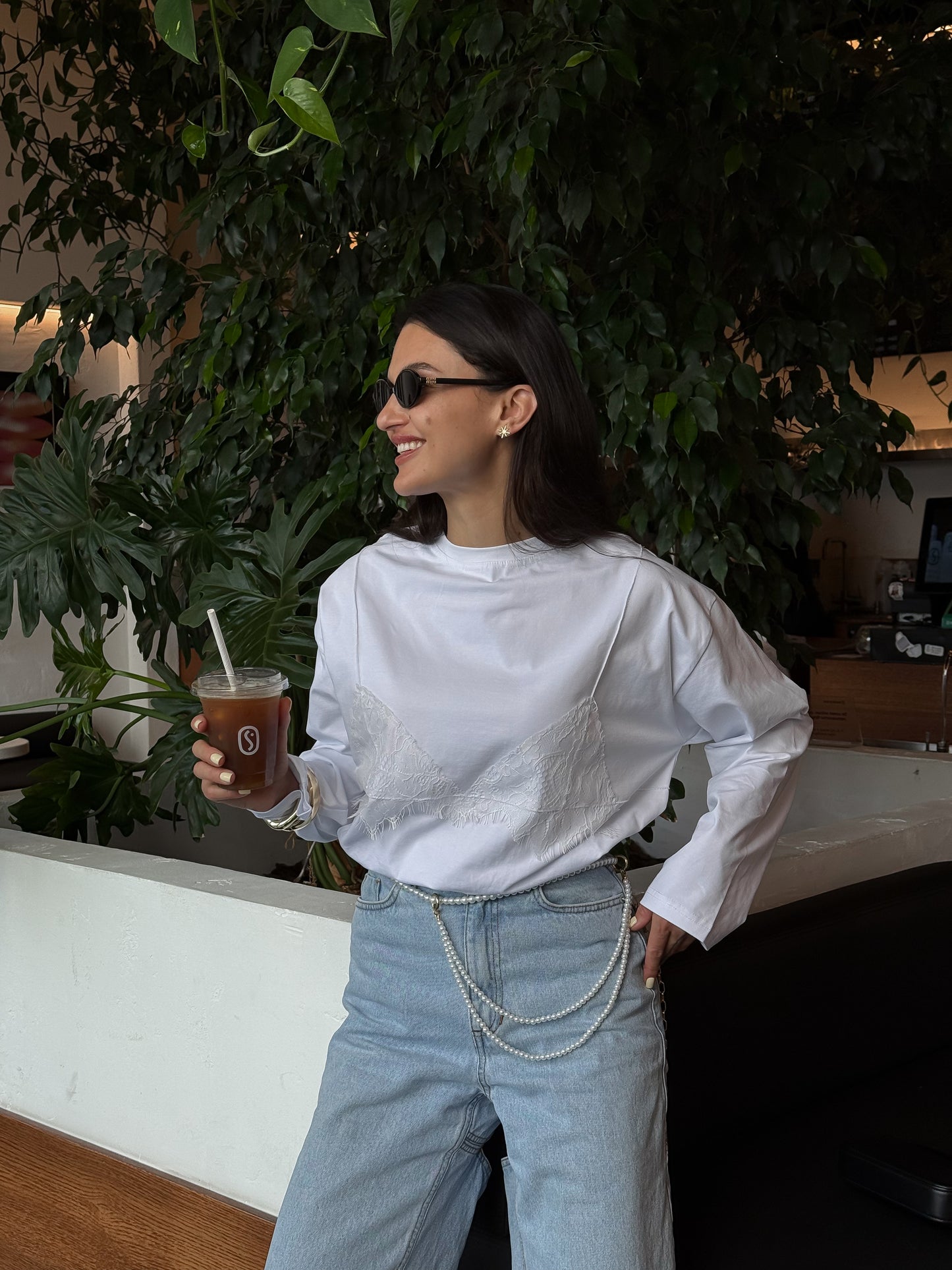 Лонгслів з мереживним ліфом