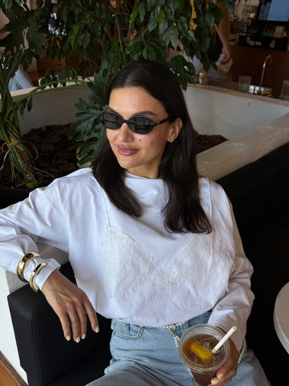 Лонгслів з мереживним ліфом