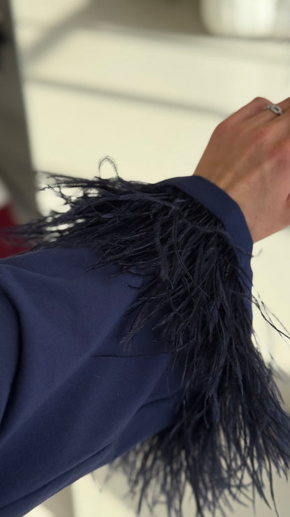 Лонгслів з натуральним страусиним пірʼям