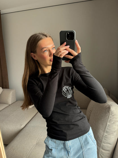 Лонгслів мушля приталений