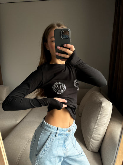 Лонгслів мушля приталений