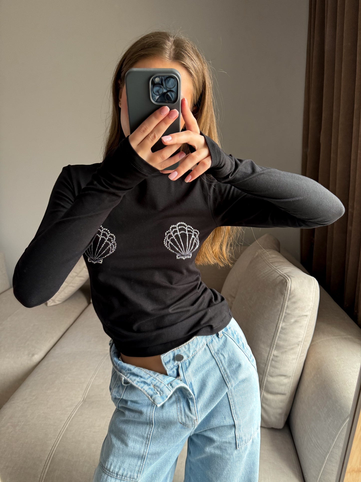 Лонгслів мушля приталений