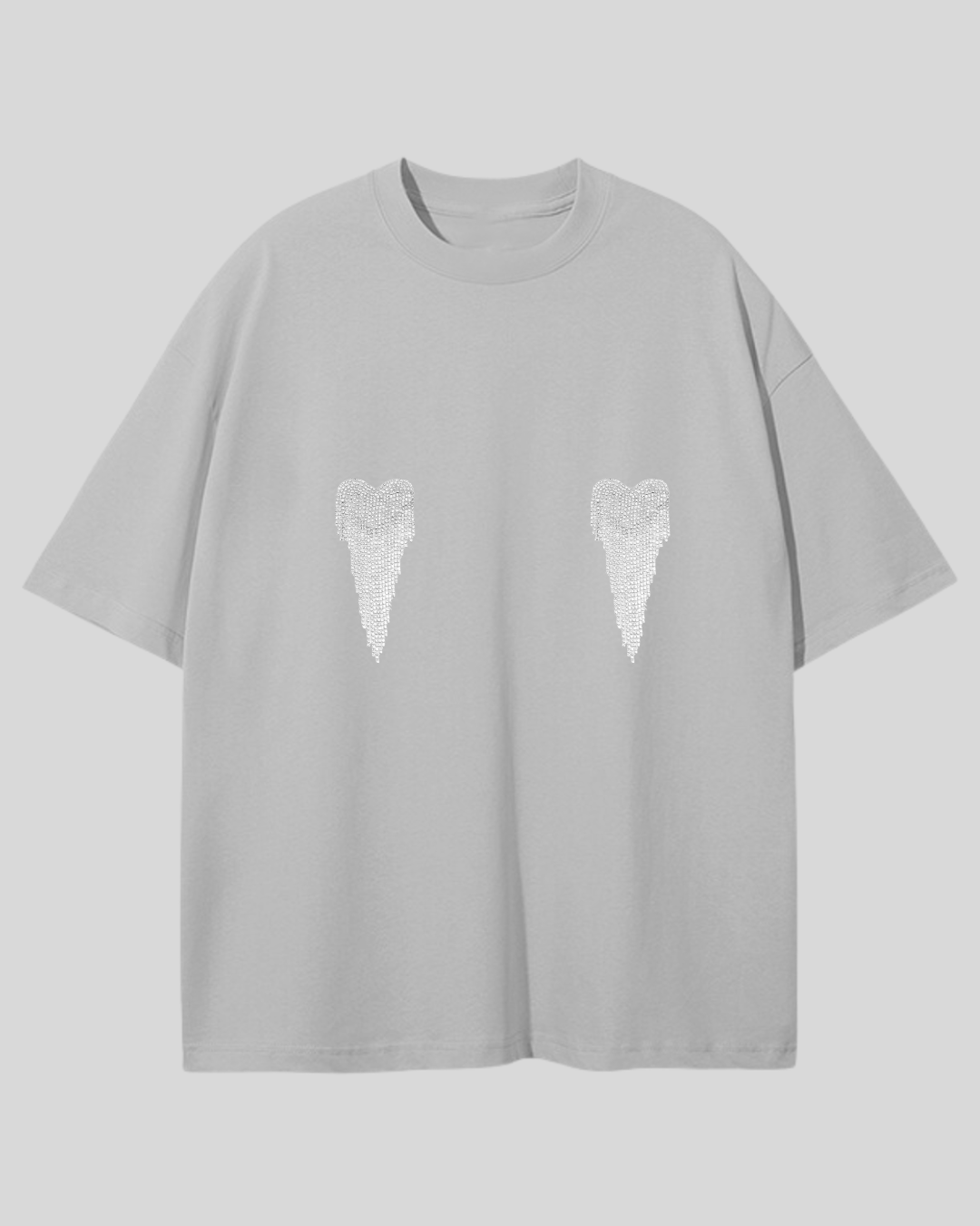 Футболка оверсайз з сердечками з страз