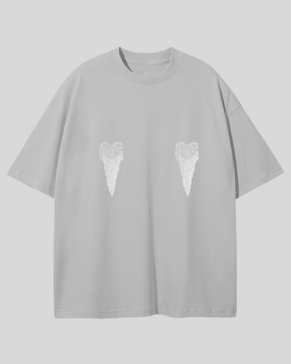 Футболка оверсайз з сердечками з страз