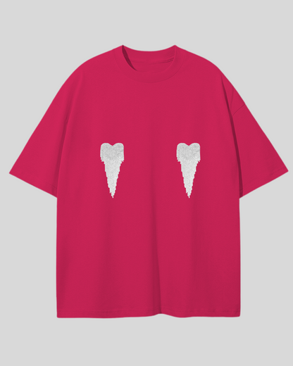 Футболка оверсайз з сердечками з страз