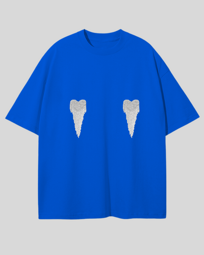 Футболка оверсайз з сердечками з страз