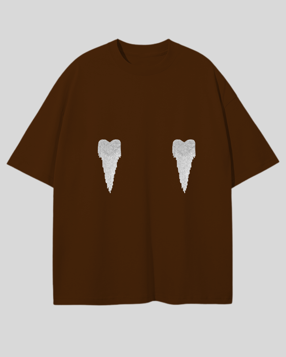 Футболка оверсайз з сердечками з страз