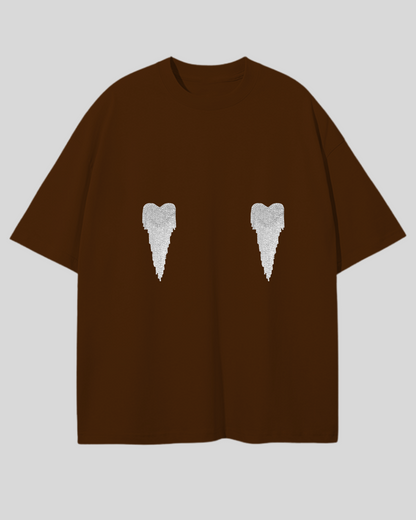 Футболка оверсайз з сердечками з страз