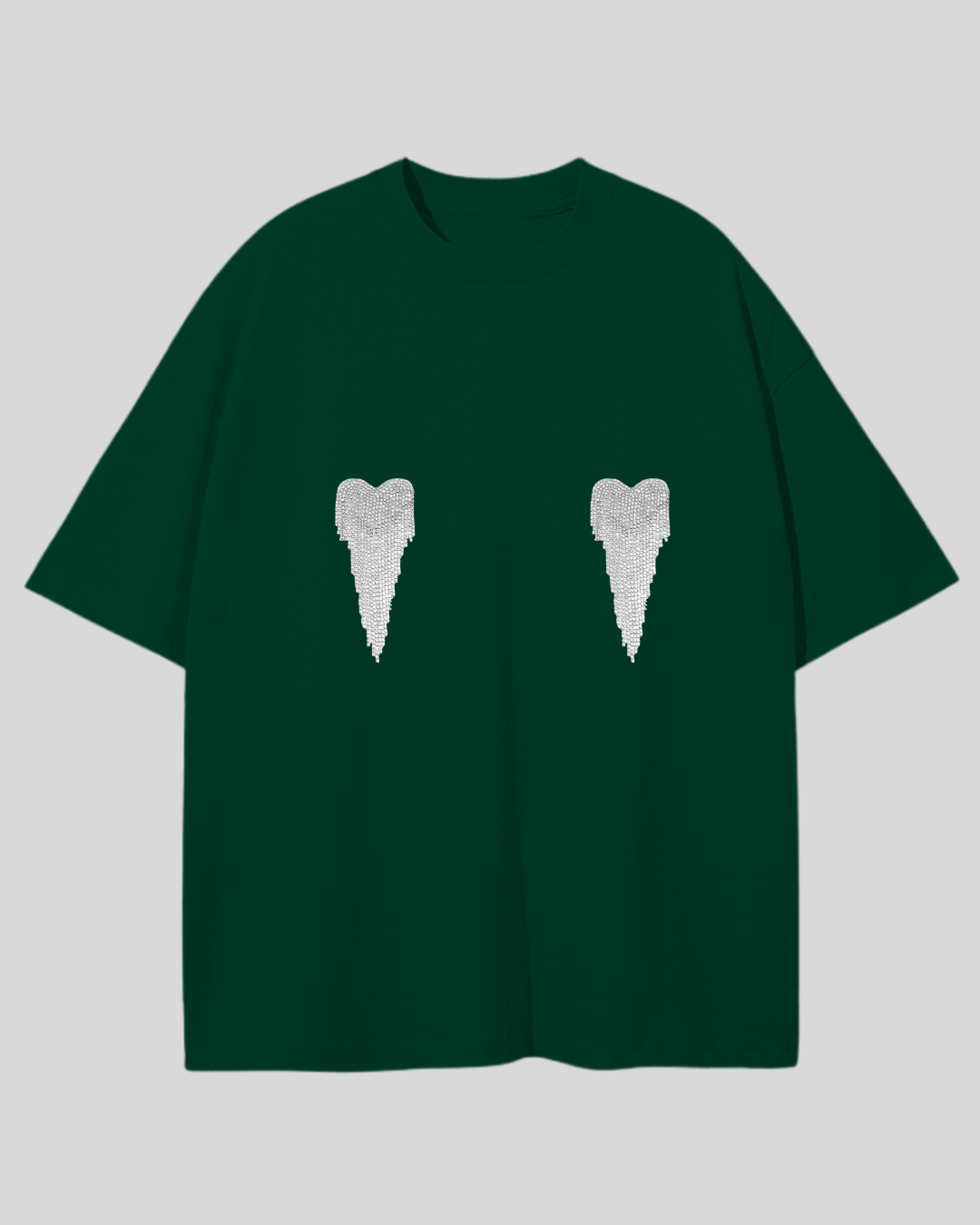 Футболка оверсайз з сердечками з страз