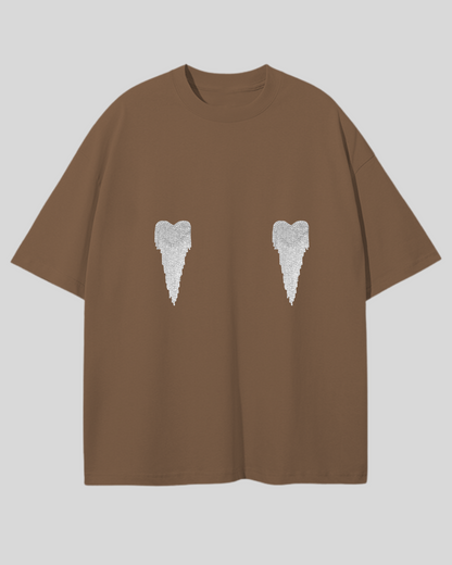 Футболка оверсайз з сердечками з страз