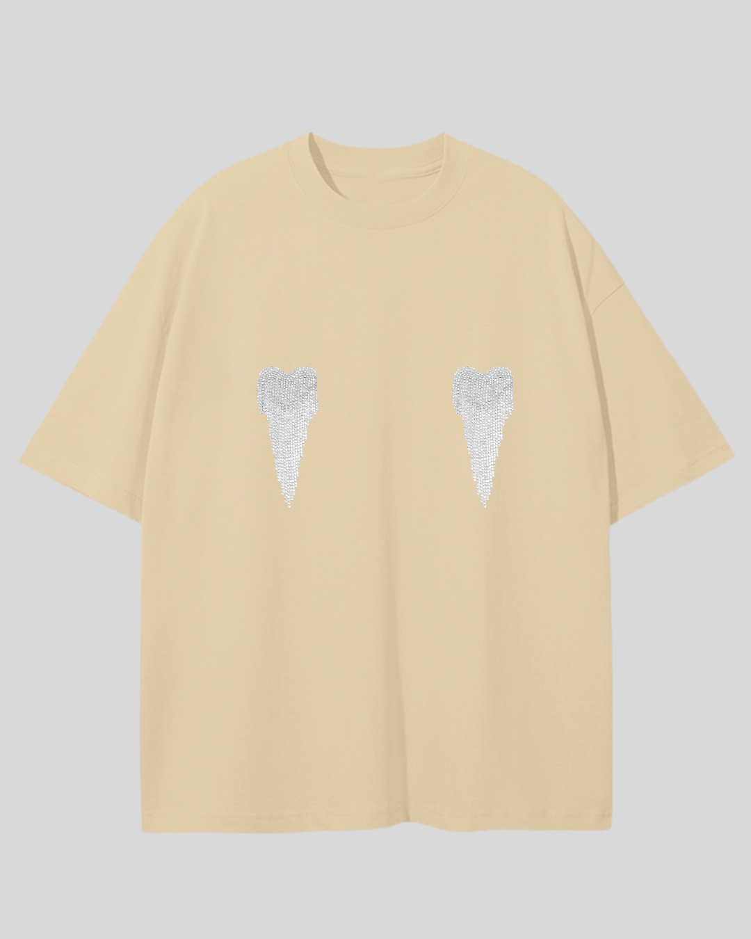 Футболка оверсайз з сердечками з страз