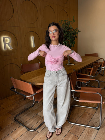 Лонгслів з трояндою на грудях