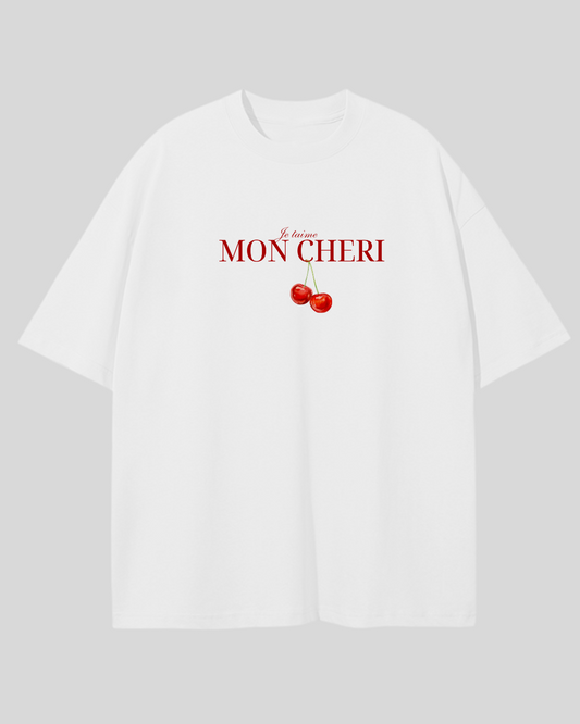 Футболка оверсайз "mon cheri" біла