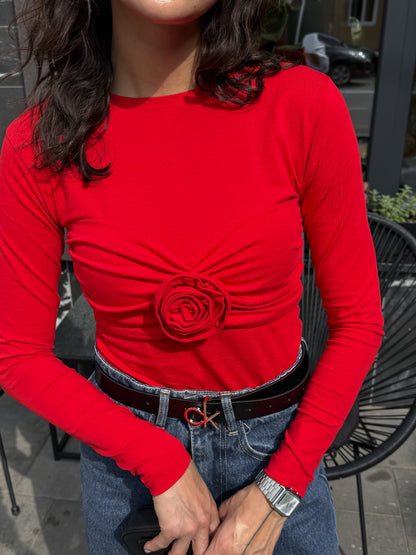 Лонгслів з трояндою на грудях