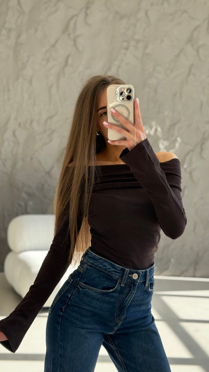 Лонгслів з відкритими плечима