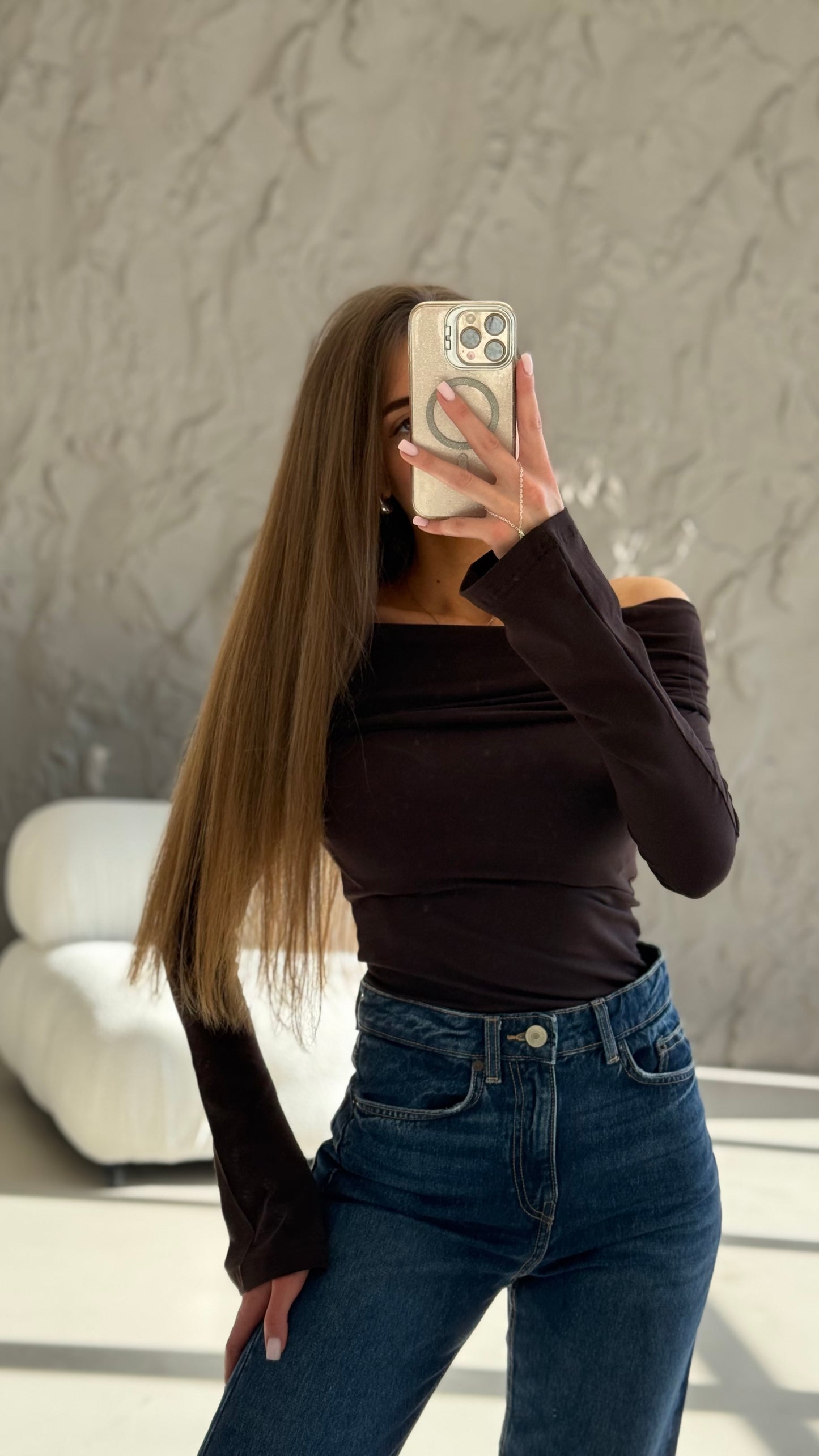 Лонгслів з відкритими плечима