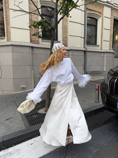 Спідниця сатинова максі на запах