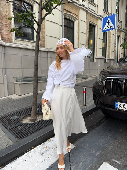 Спідниця сатинова максі на запах